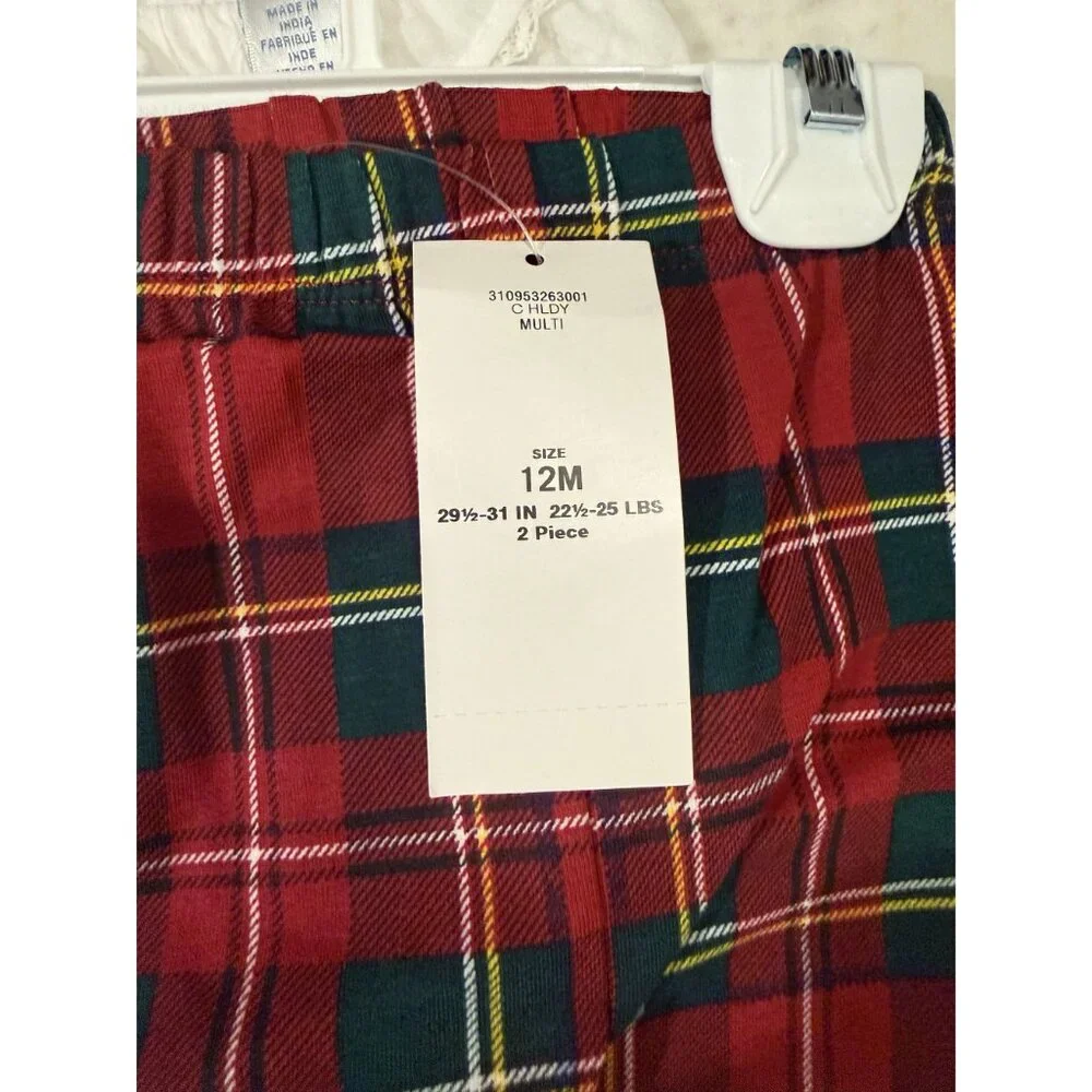 NWT Polo Ralph Lauren Baby Lace Trim Top Plaid Leggings Set Size 12M $75 [jb] - Picture 5 of 8